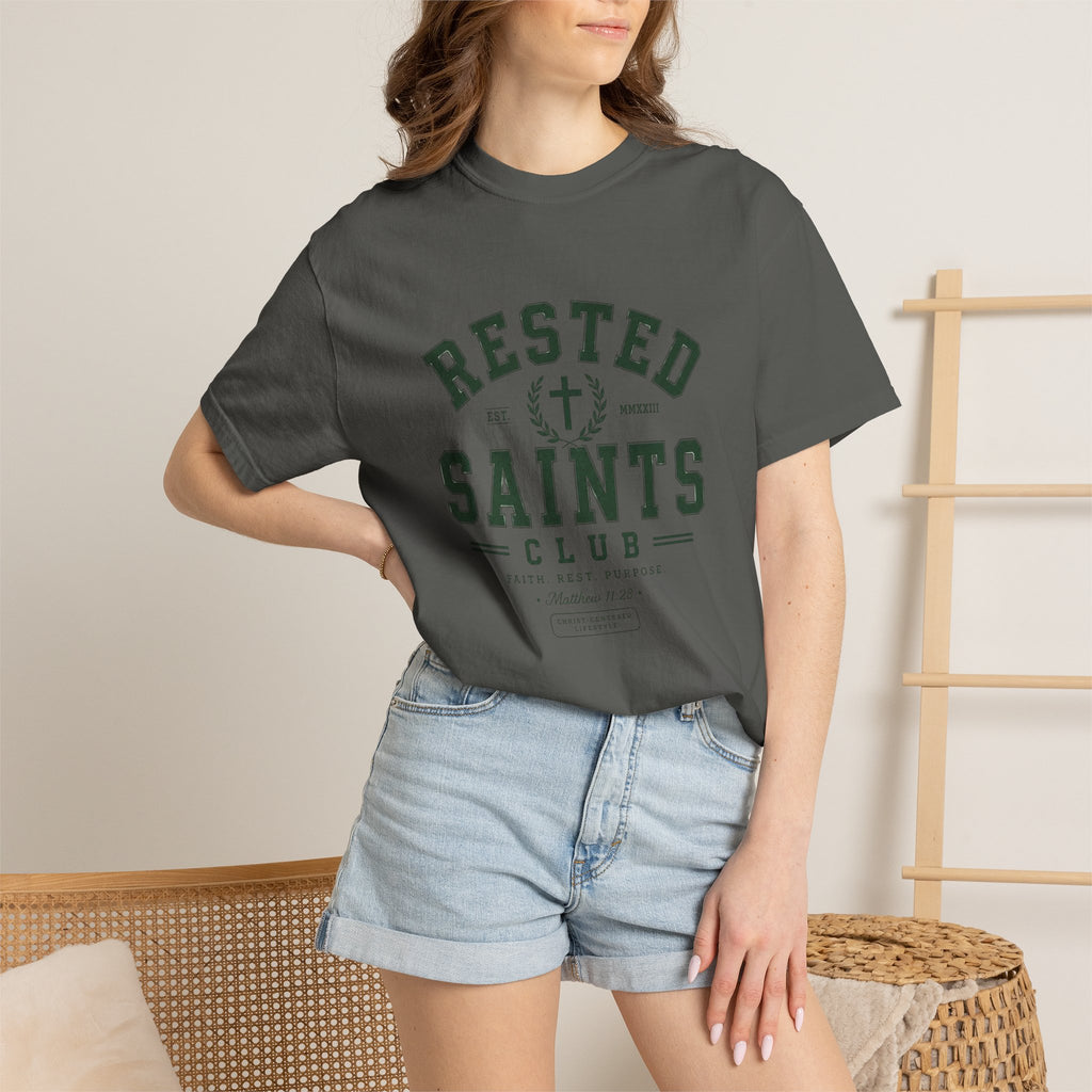 Rested Saints Club T-Shirt — Faith-Based Graphic Tee