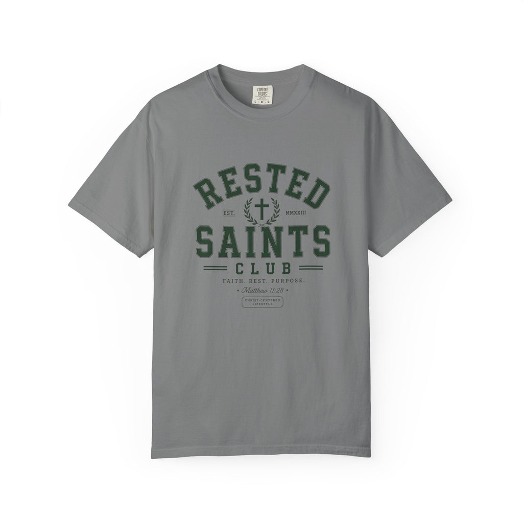 Rested Saints Club T-Shirt — Faith-Based Graphic Tee
