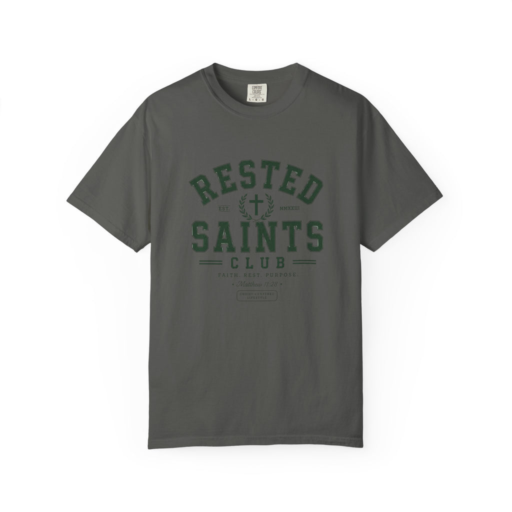 Rested Saints Club T-Shirt — Faith-Based Graphic Tee
