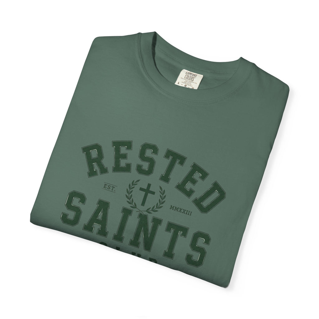 Rested Saints Club T-Shirt — Faith-Based Graphic Tee