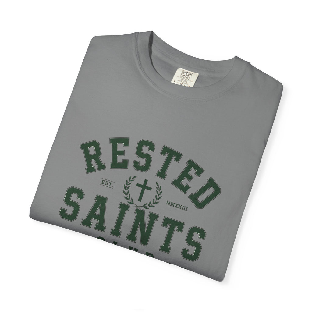 Rested Saints Club T-Shirt — Faith-Based Graphic Tee