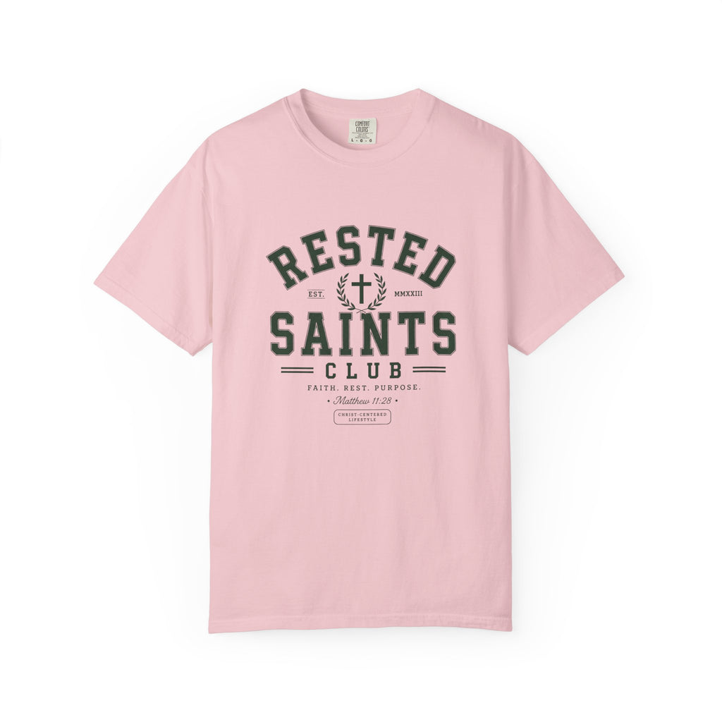 Rested Saints Club T-Shirt — Faith-Based Graphic Tee