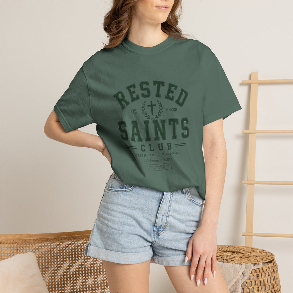 Rested Saints Club T-Shirt — Faith-Based Graphic Tee
