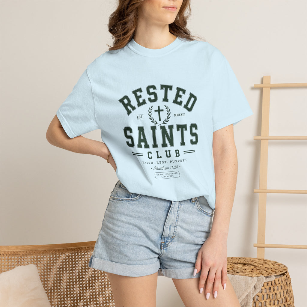 Rested Saints Club T-Shirt — Faith-Based Graphic Tee