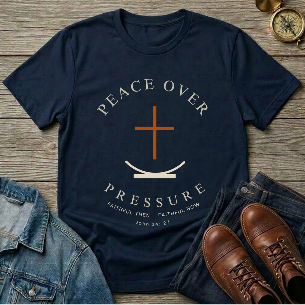 Peace Over Pressure T-Shirt — Minimal Christian Cross Faith Tee