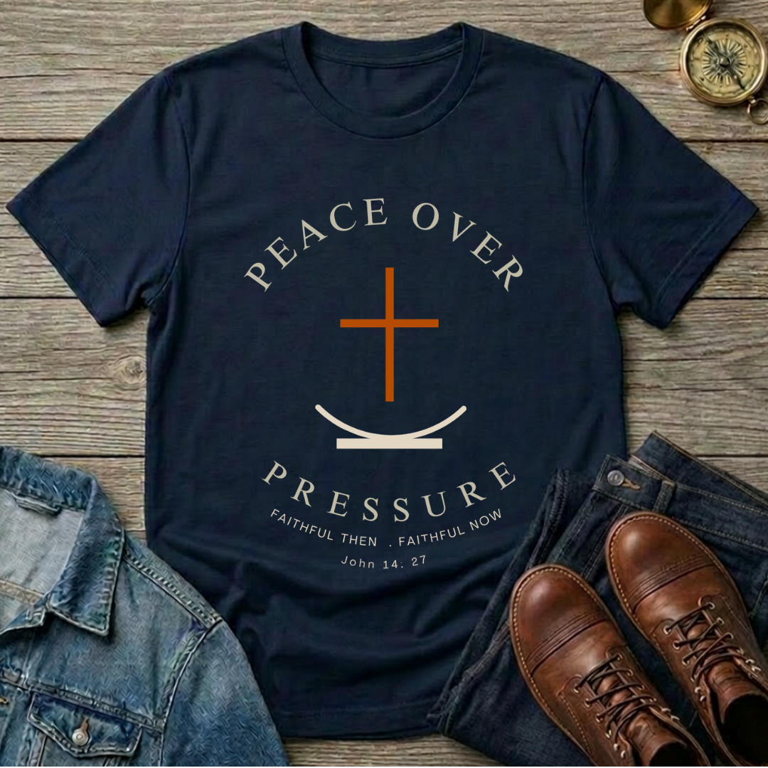 Peace Over Pressure T-Shirt — Minimal Christian Cross Faith Tee