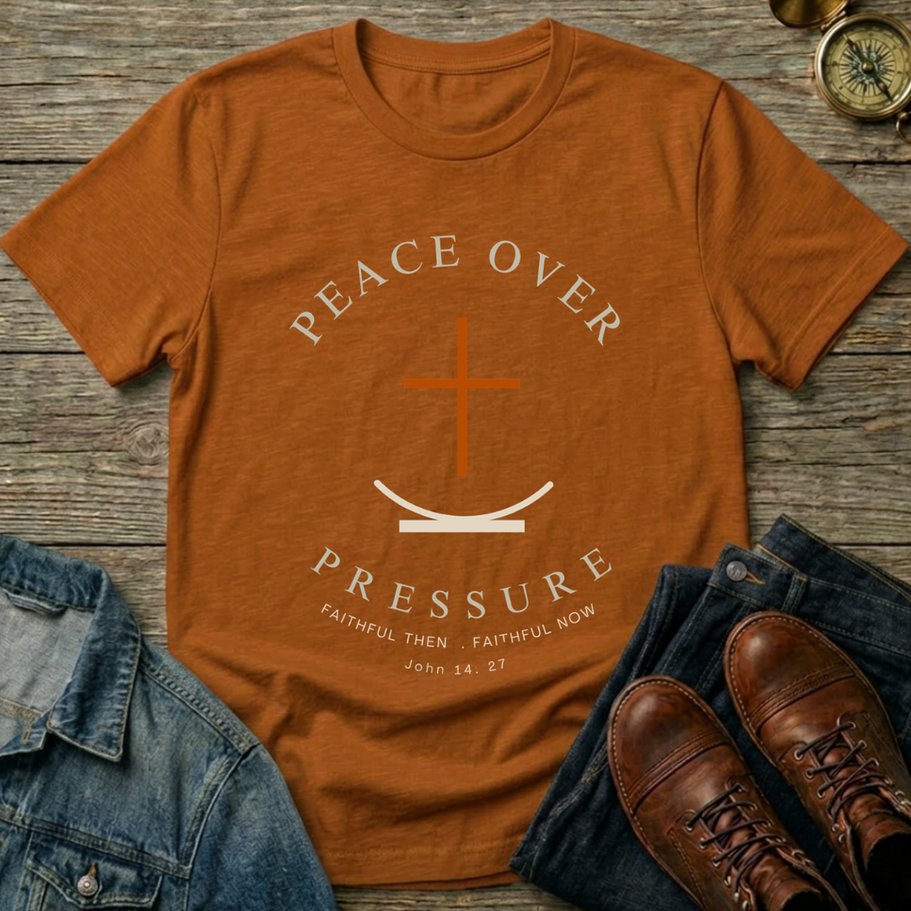 Peace Over Pressure T-Shirt — Minimal Christian Cross Faith Tee