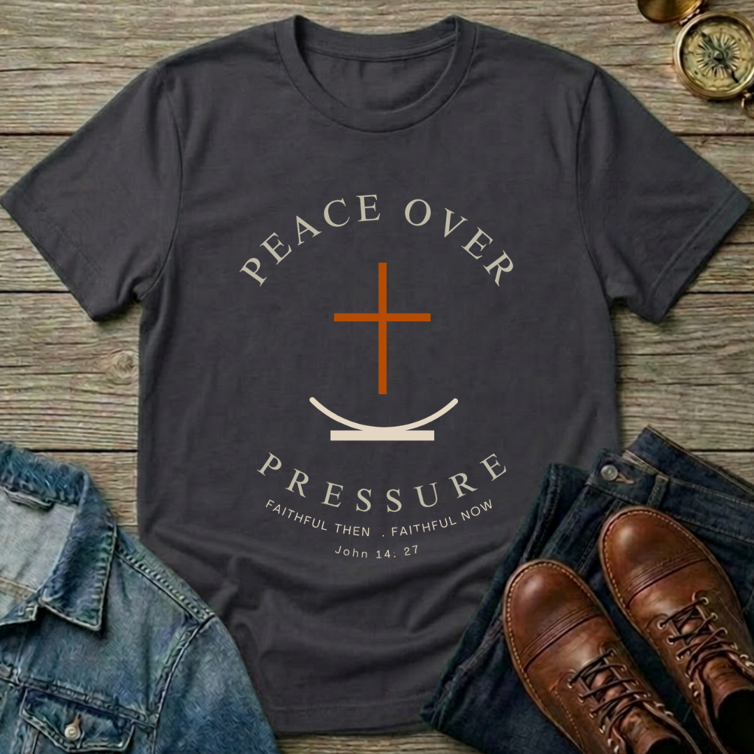 Peace Over Pressure T-Shirt — Minimal Christian Cross Faith Tee