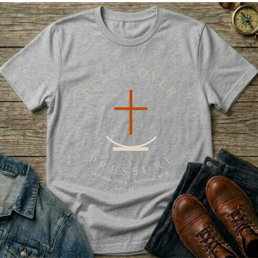 Peace Over Pressure T-Shirt — Minimal Christian Cross Faith Tee