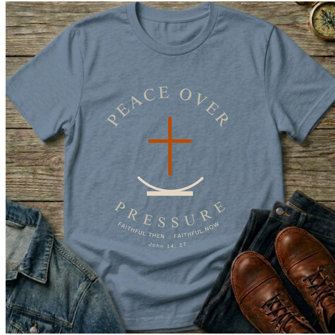 Peace Over Pressure T-Shirt — Minimal Christian Cross Faith Tee