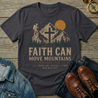 Faith Can Move Mountains T-Shirt — Christian Mountain Hiking Design