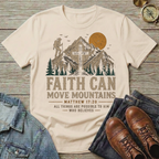 Faith Can Move Mountains T-Shirt — Christian Mountain Hiking Design