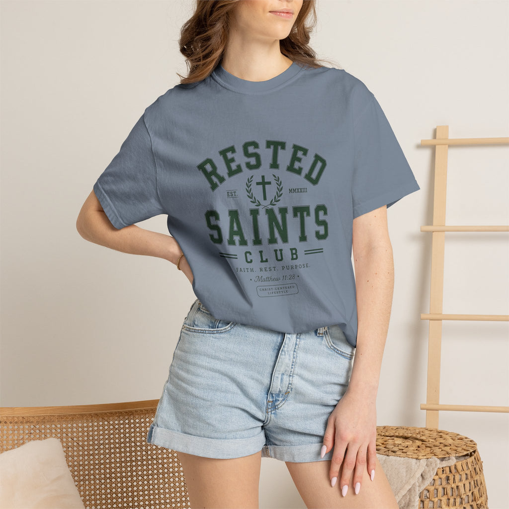 Rested Saints Club T-Shirt — Faith-Based Graphic Tee