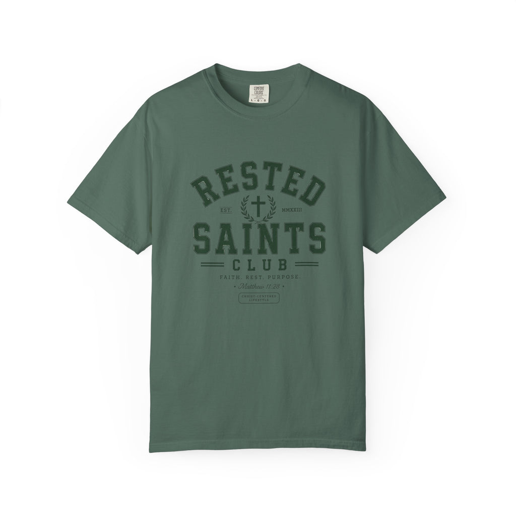 Rested Saints Club T-Shirt — Faith-Based Graphic Tee