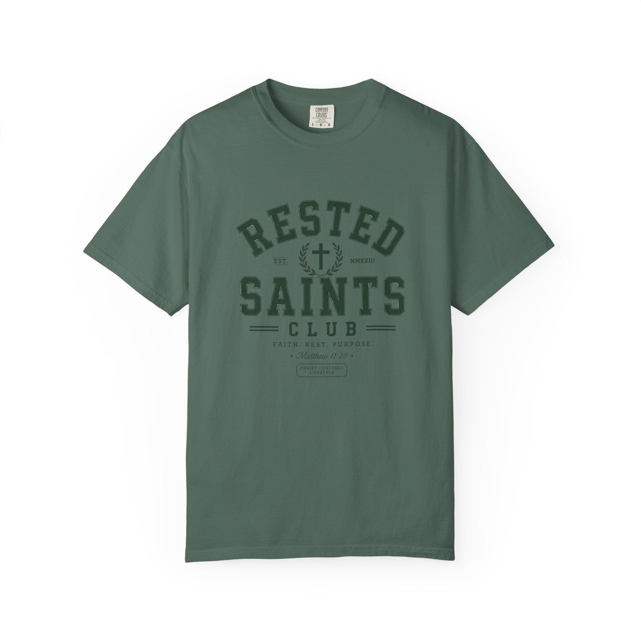 Rested Saints Club T-Shirt — Faith-Based Graphic Tee