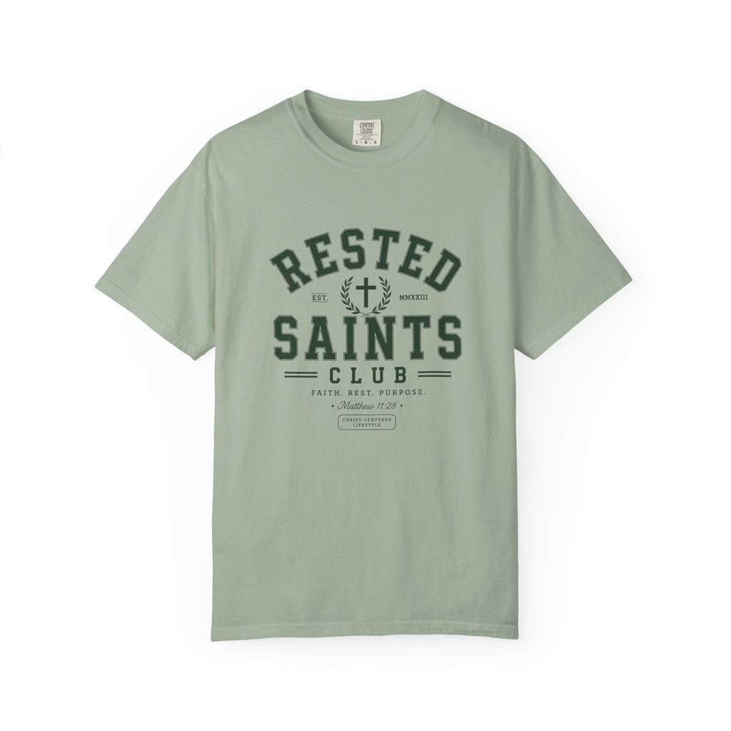 Rested Saints Club T-Shirt — Faith-Based Graphic Tee