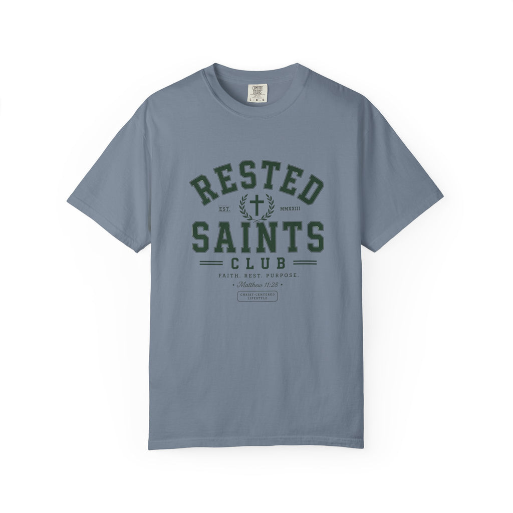 Rested Saints Club T-Shirt — Faith-Based Graphic Tee