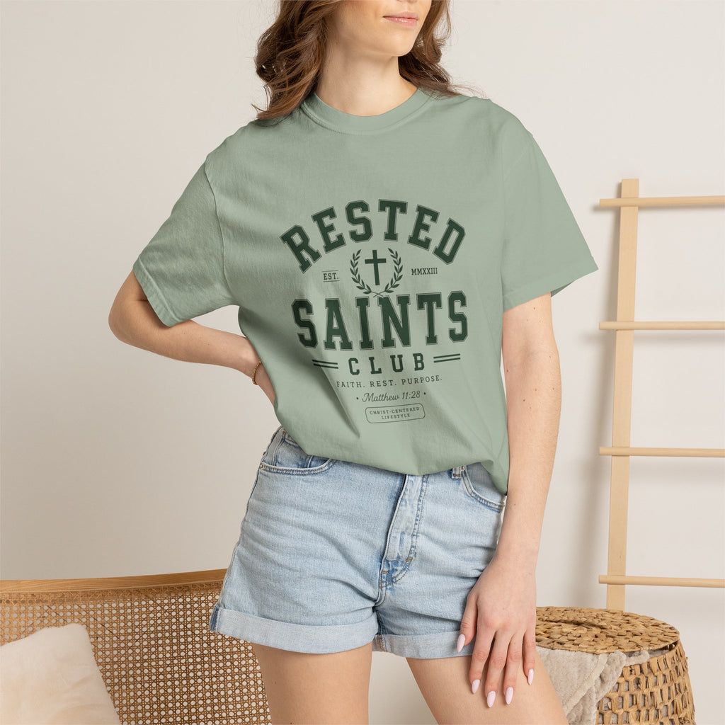 Rested Saints Club T-Shirt — Faith-Based Graphic Tee