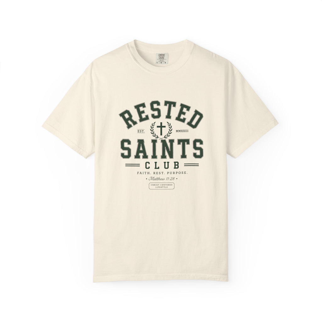 Rested Saints Club T-Shirt — Faith-Based Graphic Tee
